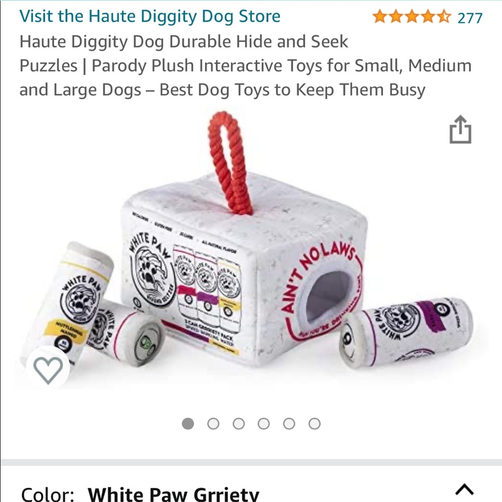 Haute Diggity White Paw dog toy
